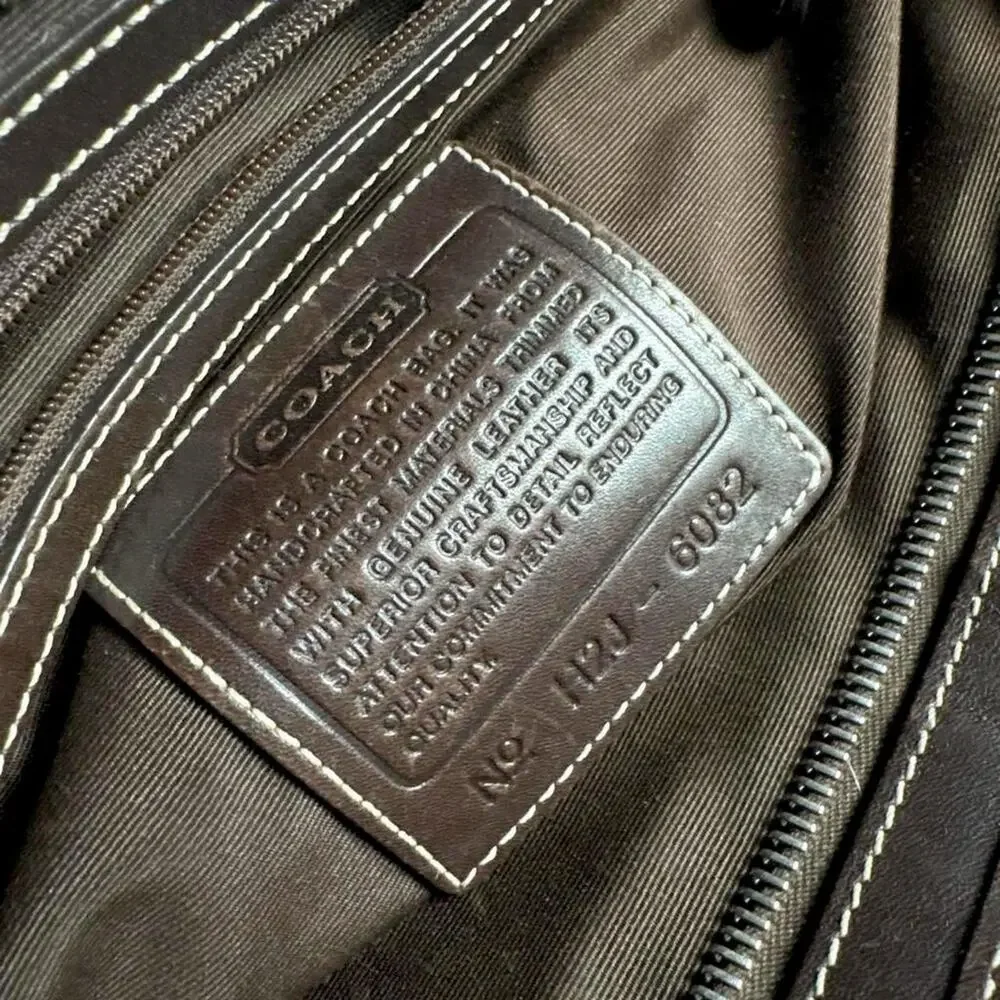 Vintage Coach 6082 Signature C Monogram Khaki Brown Jacquard Tote Bag Y2K